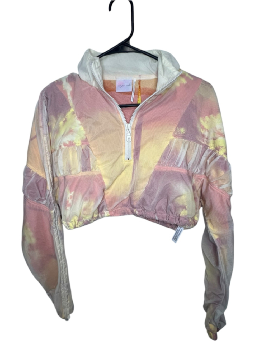 Out From Under By Urban Outfitters Cropped Pastel Tie Dye Quarter Zip Jacket